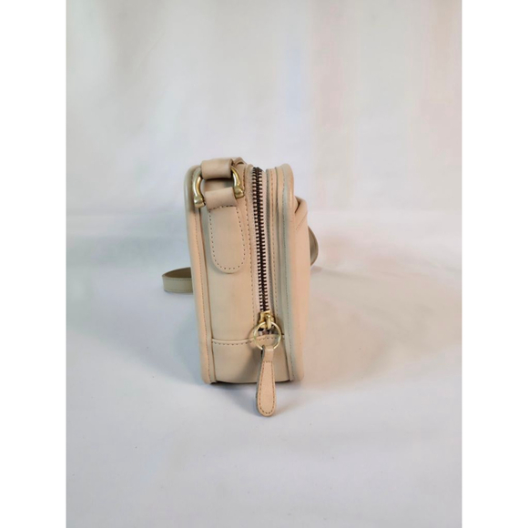 Vintage Coach Multi Compartment Zip Crossbody Bone Beige Leather Brass READ - Picture 5 of 16
